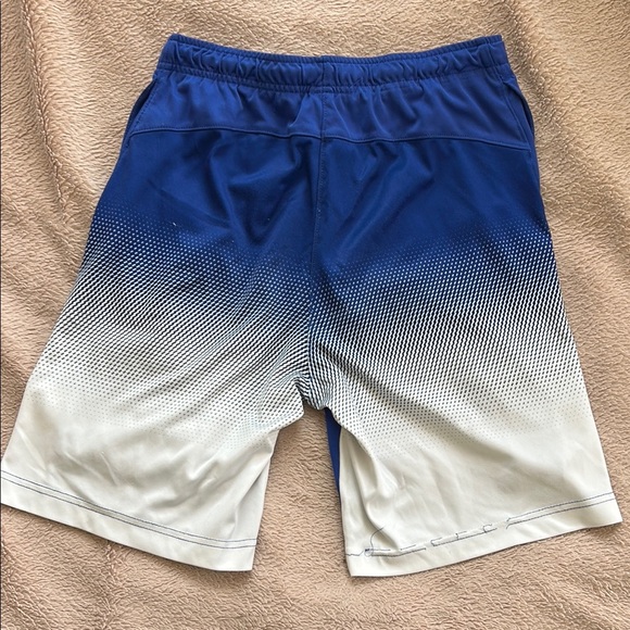 Youth Kids Blue Athletic Shorts, pockets, elastic waist - Picture 5 of 5